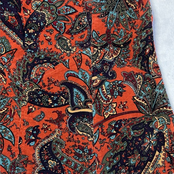 HAROLD’S Vintage Cotton Corduroy Paisley Print A-line Midi Skirt - Picture 6 of 13